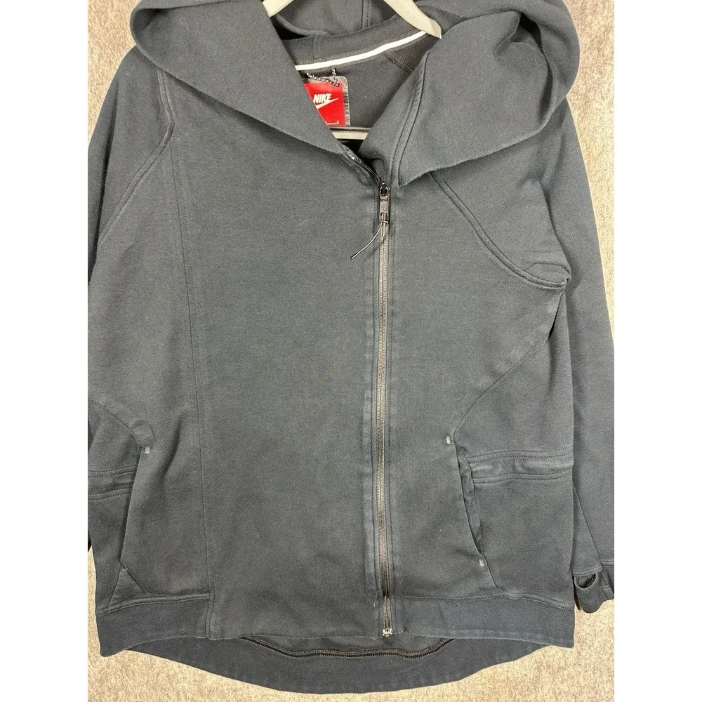 Nike Tech Fleece Cape Hoodie Womens Large Black Full Zip 684928-010